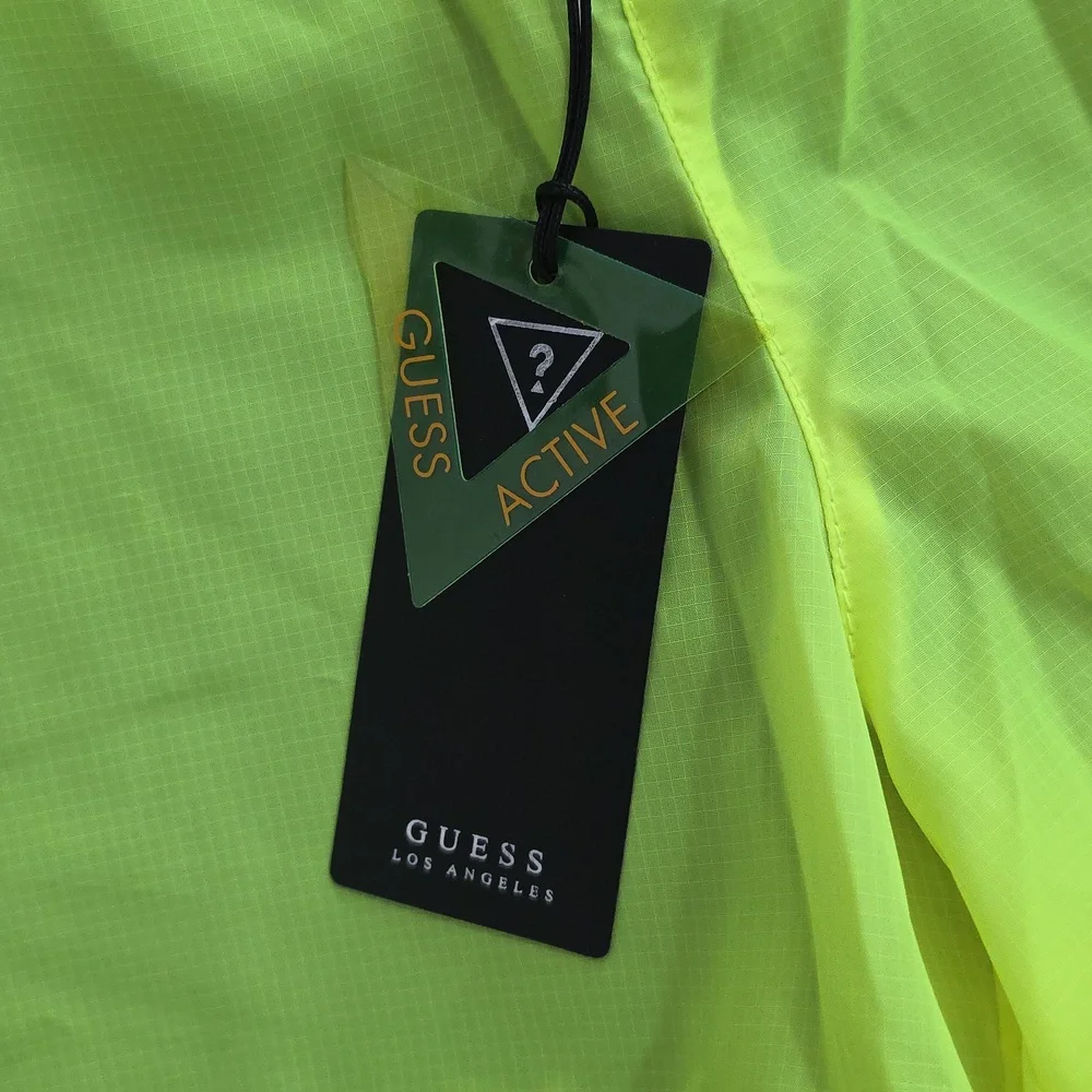 GUESS Black and Neon Yellow Athletic Stretchy Shorts