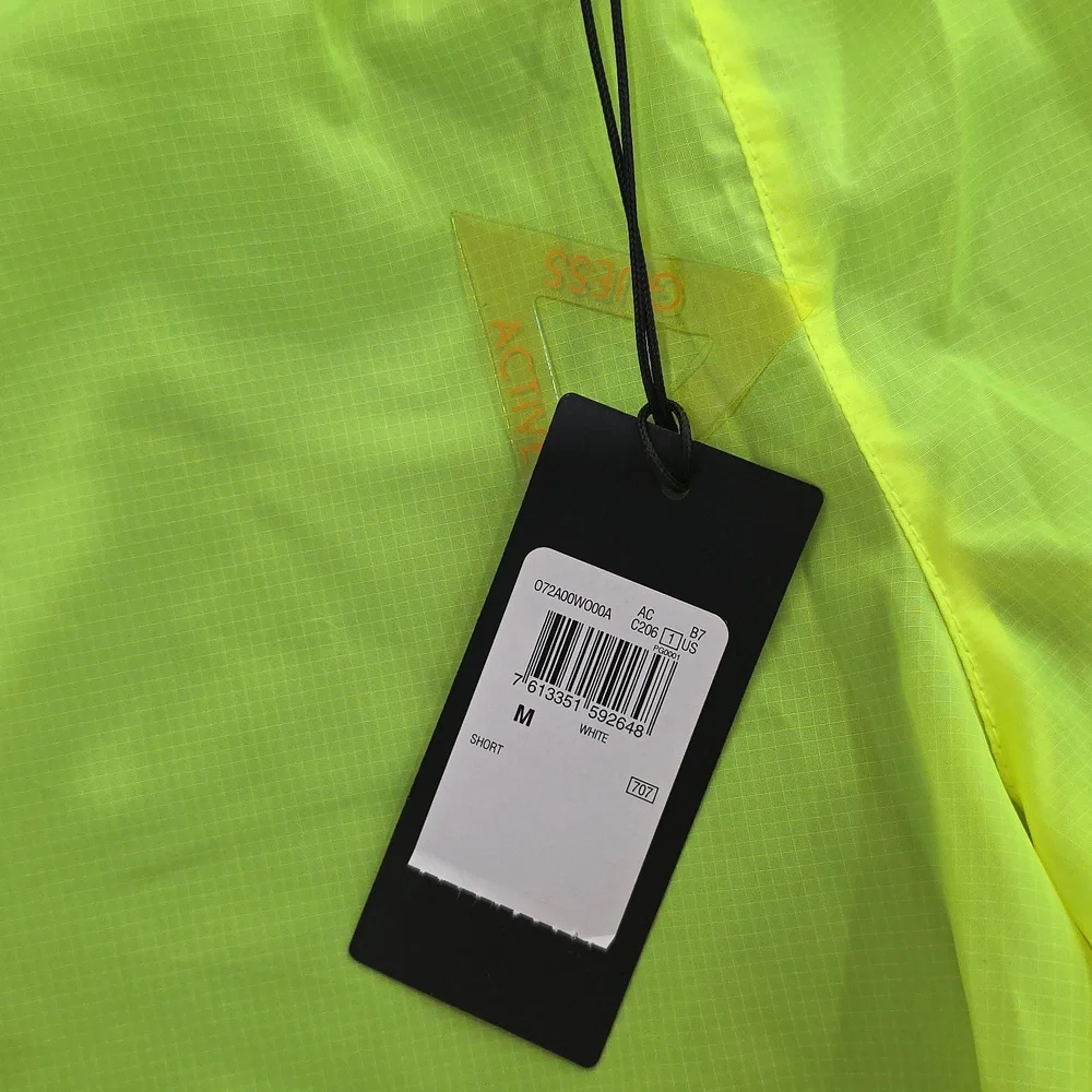 GUESS Black and Neon Yellow Athletic Stretchy Shorts
