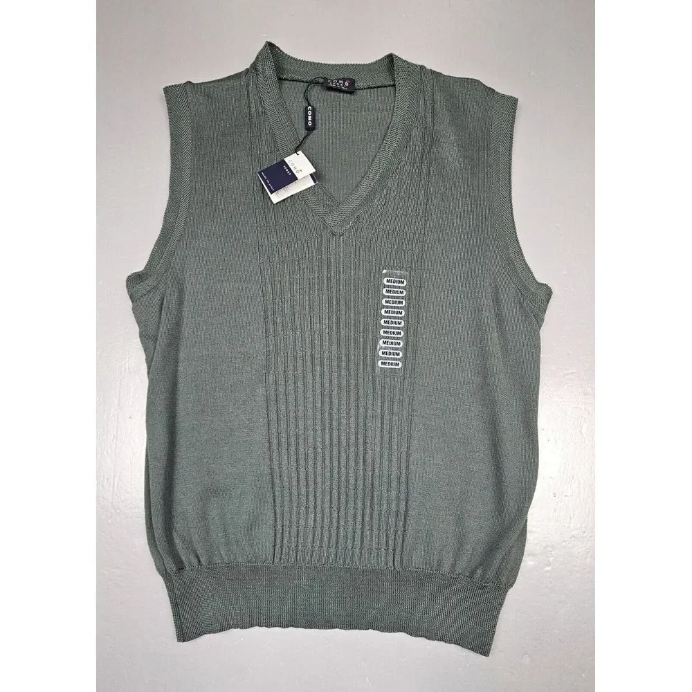 Como Sport Sweater Vest‎ Mens Medium. Green Wool Silk Made in Italy #9MS358 NWT
