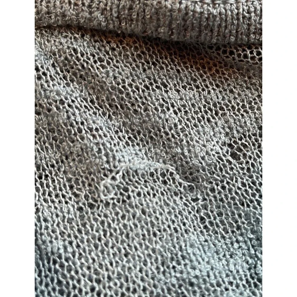 Women's Gray Crochet Knit Sweater Size L XL Grunge Boho Distressed Artsy Natural