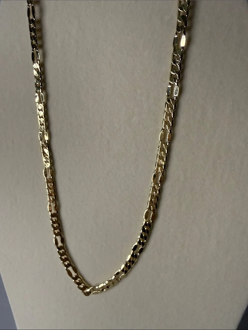 18k Triple Gold Plated Figaro Style Chain Necklace