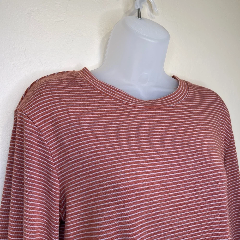Mododoc LA | Retro Inspo Rust Stripe Statement Sleeve Soft Boxy T-Shirt