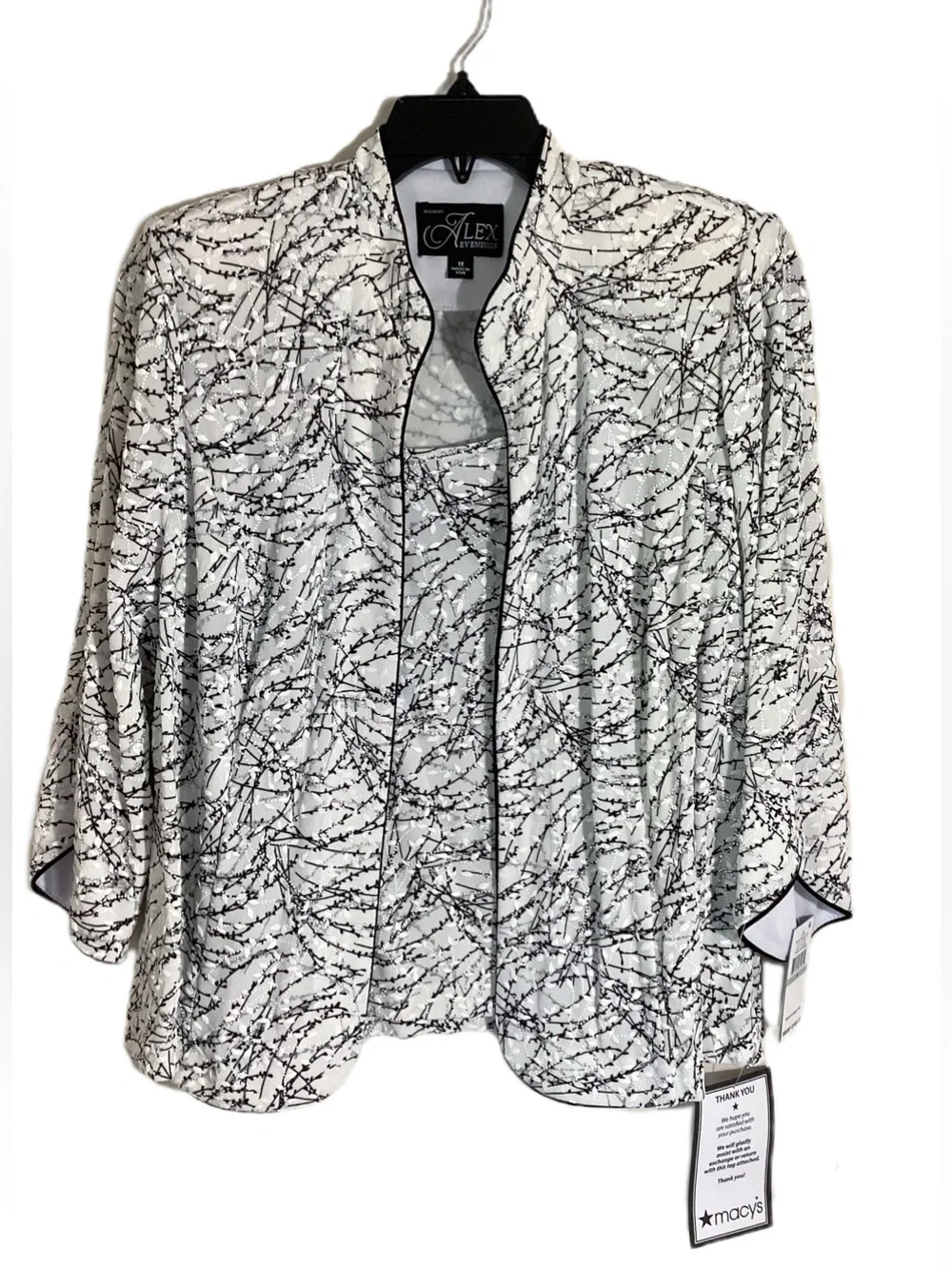 Alex Evenings Plus Mandarin Neck Glitter Twin Set 1X