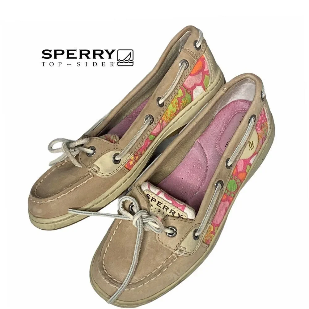 Sperry Top Sider Womens 6.5 Pink/Yellow Floral‎