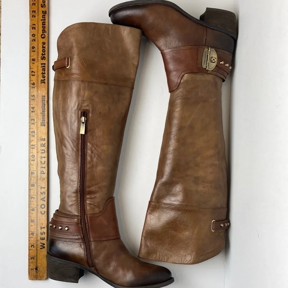Vince Camuto Beatrix Harness Boot in Russet Sz 8 Riding Knee High Equestrian