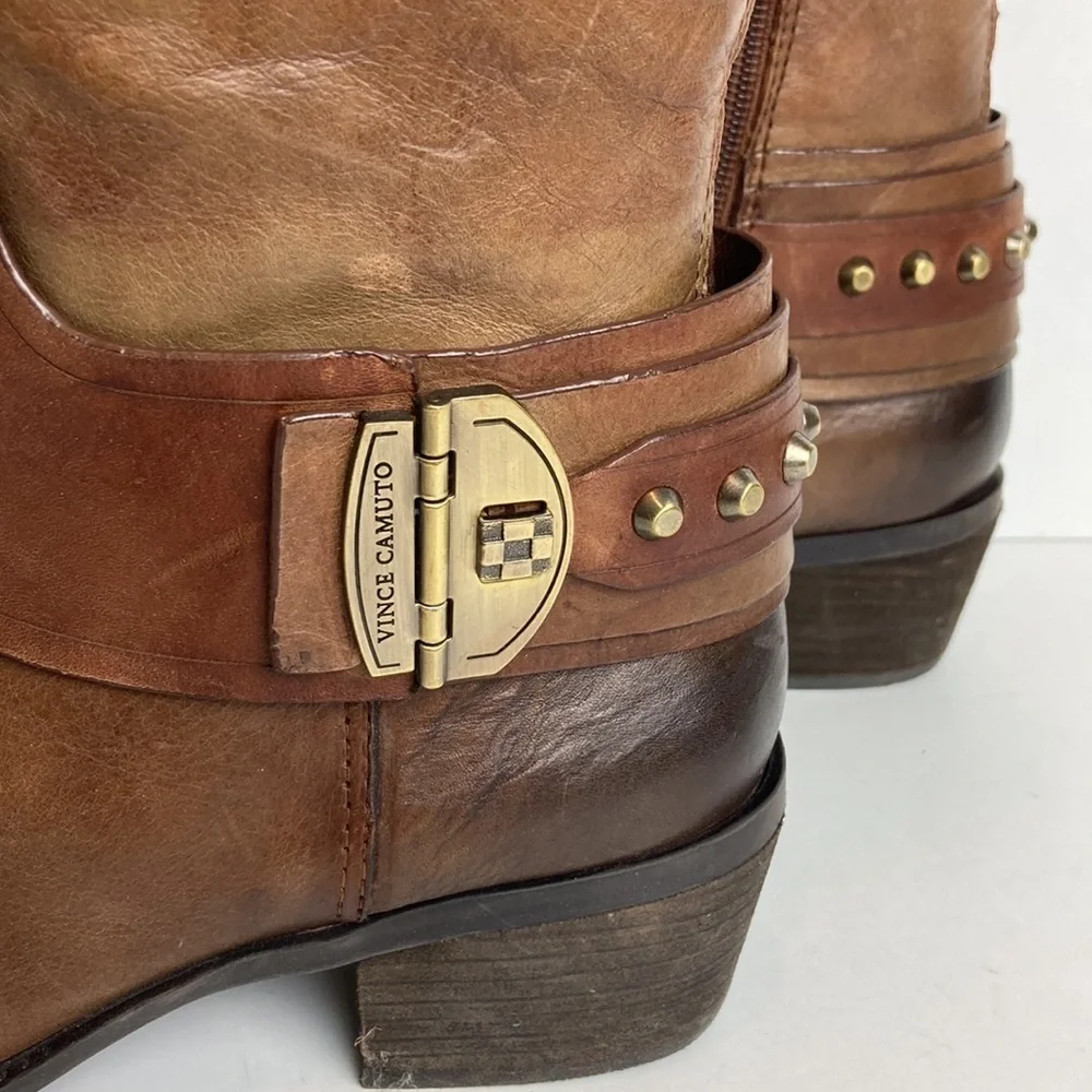Vince Camuto Beatrix Harness Boot in Russet Sz 8 Riding Knee High Equestrian