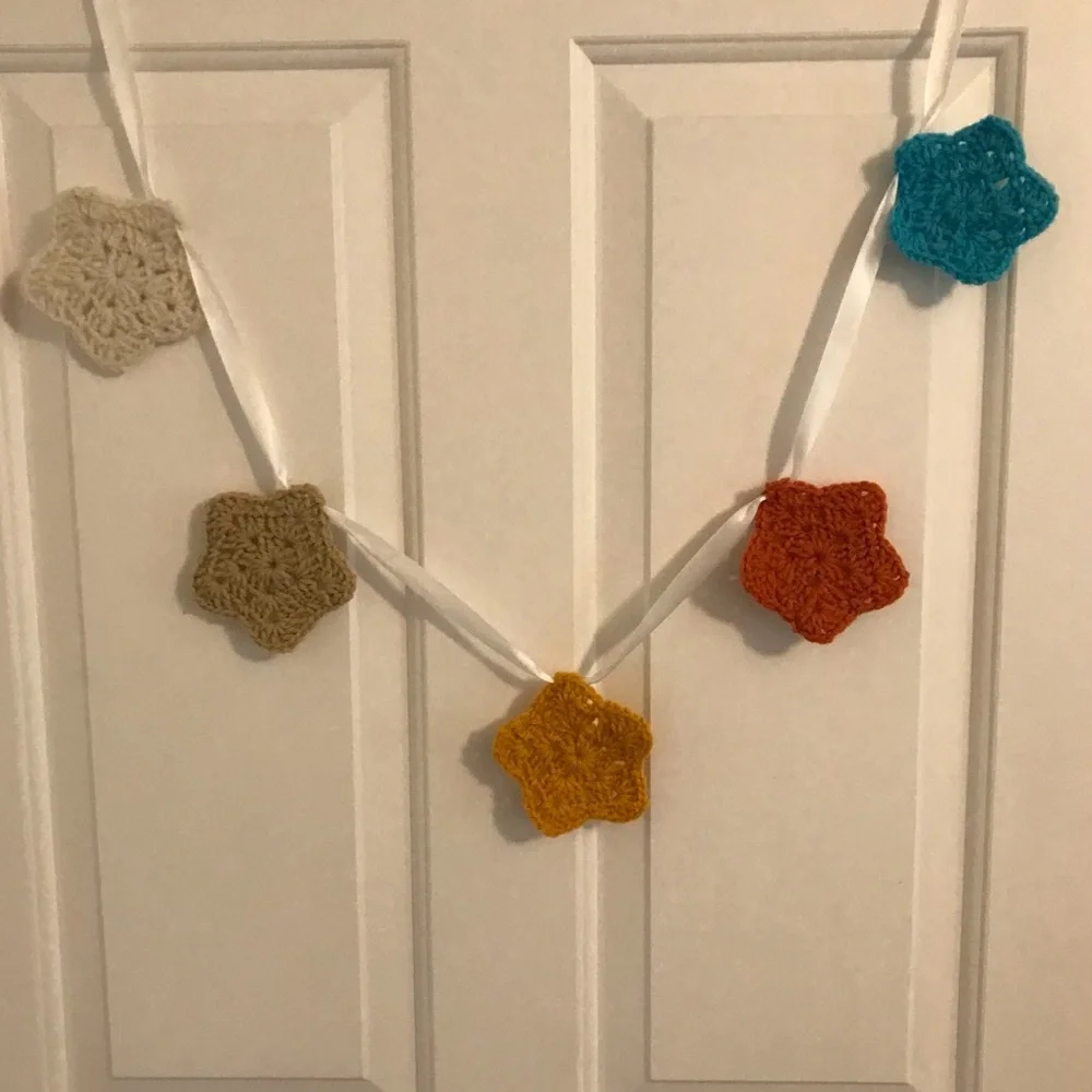 Crochet Star garland multi color