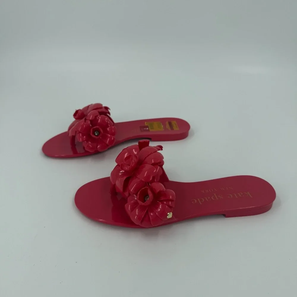 Kate Spade New York Jaylee Slide Sandals Womens US 7 Red Floral Comfort Slip On