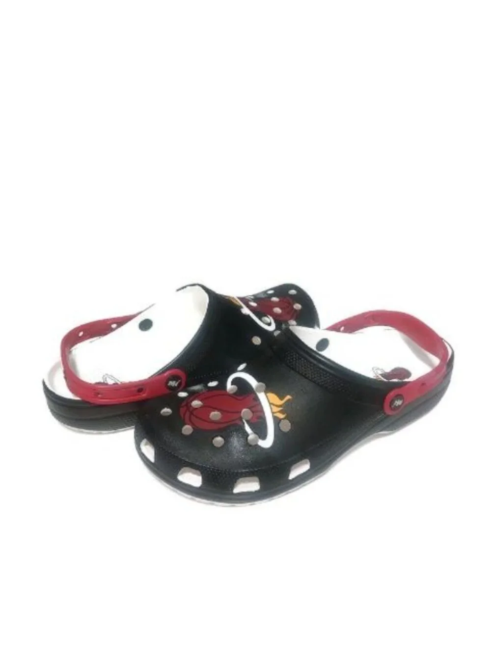 NBA Miami Heat Crocs Classic Clogs Mens Size 13 Black Red White Croslite Sandals