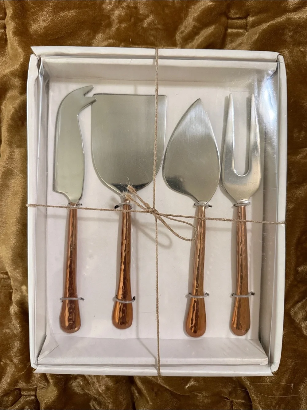 Copper-Handle Stainless Steel Cheese Serving Set - 4 Piece