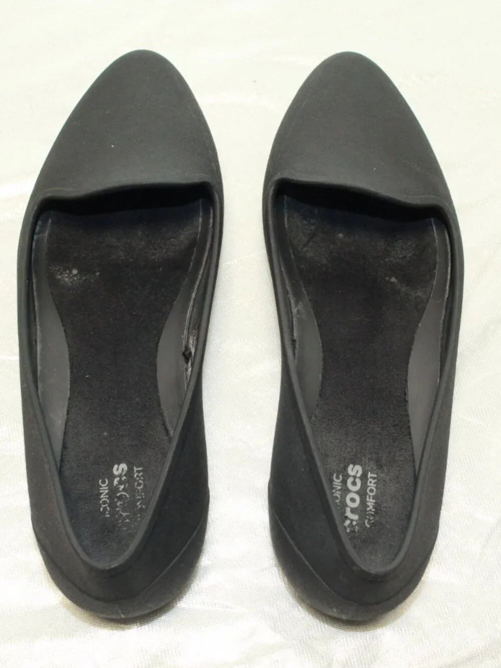 Crocs Iconic Comfort Size 6 Black Eve Ballet Flats Slip On Closed Back Shoes