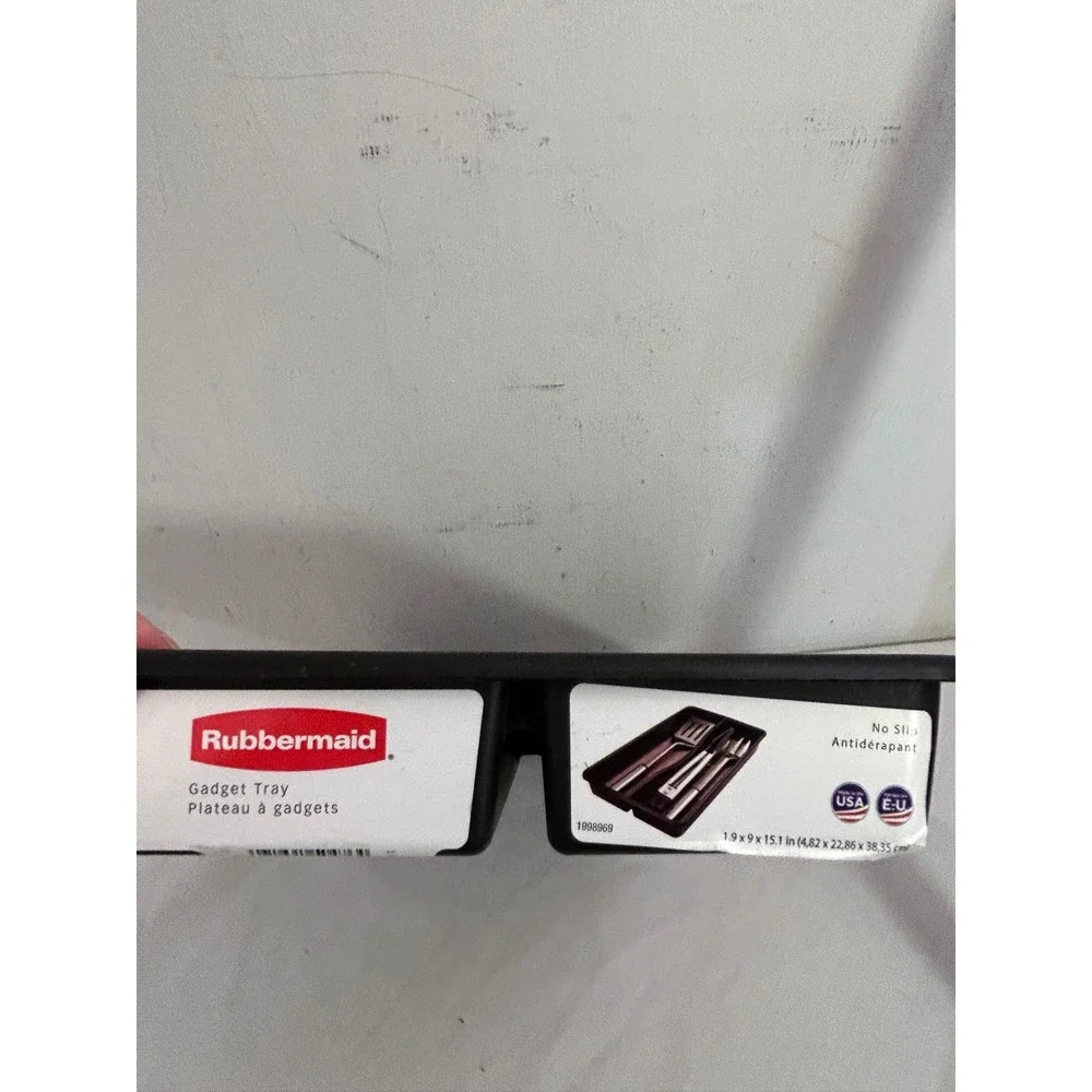 Rubbermaid Gadget Tray 15x9 Black No Slip 2-Compartment Drawer Organizer Unisex