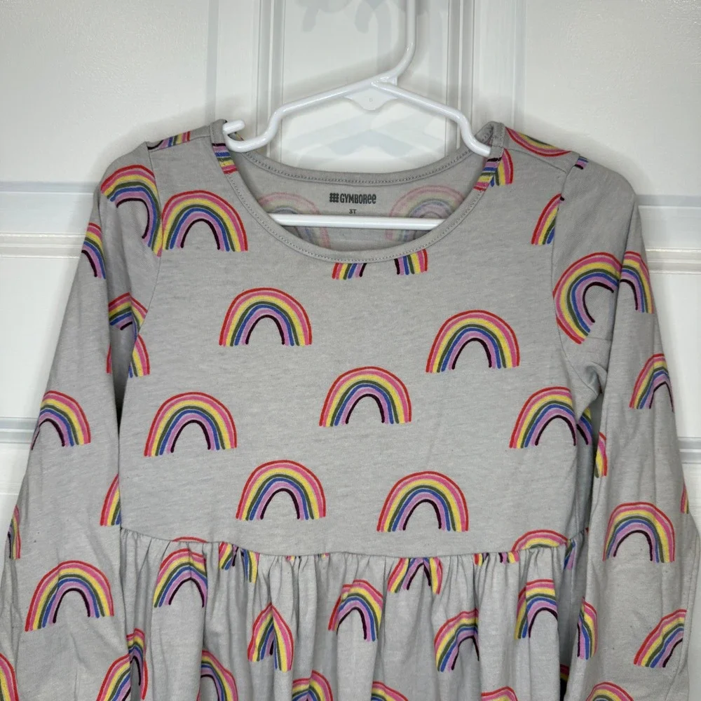 Gymboree‎ Girls Rainbow Long Sleeve Dress Size 3T Gray
