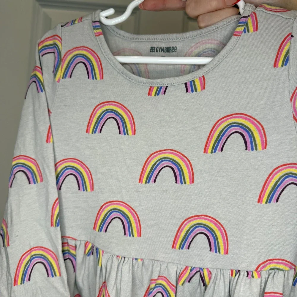 Gymboree‎ Girls Rainbow Long Sleeve Dress Size 3T Gray