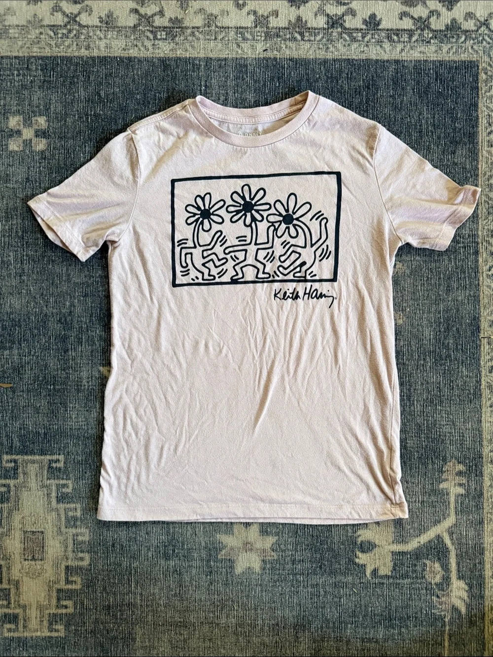 Old Navy Light Pink Keith Haring Graphic Tee