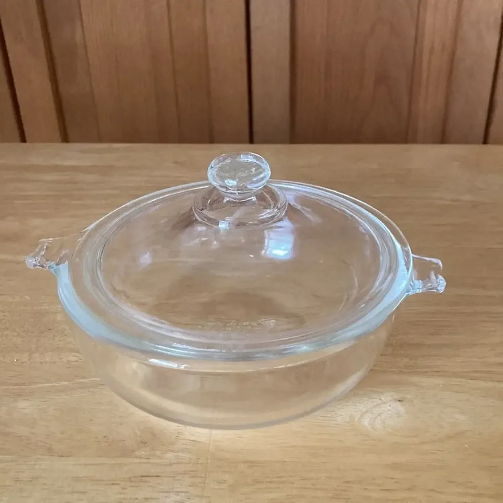 Vintage Pyrex Clear Glass Mini Casserole Dish With Lid