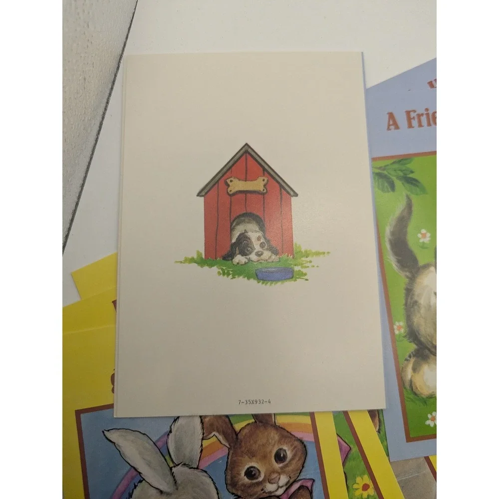 Vintage Childrens Greeting‎ Cards with Animals and Games 9 Cards with Envelopes