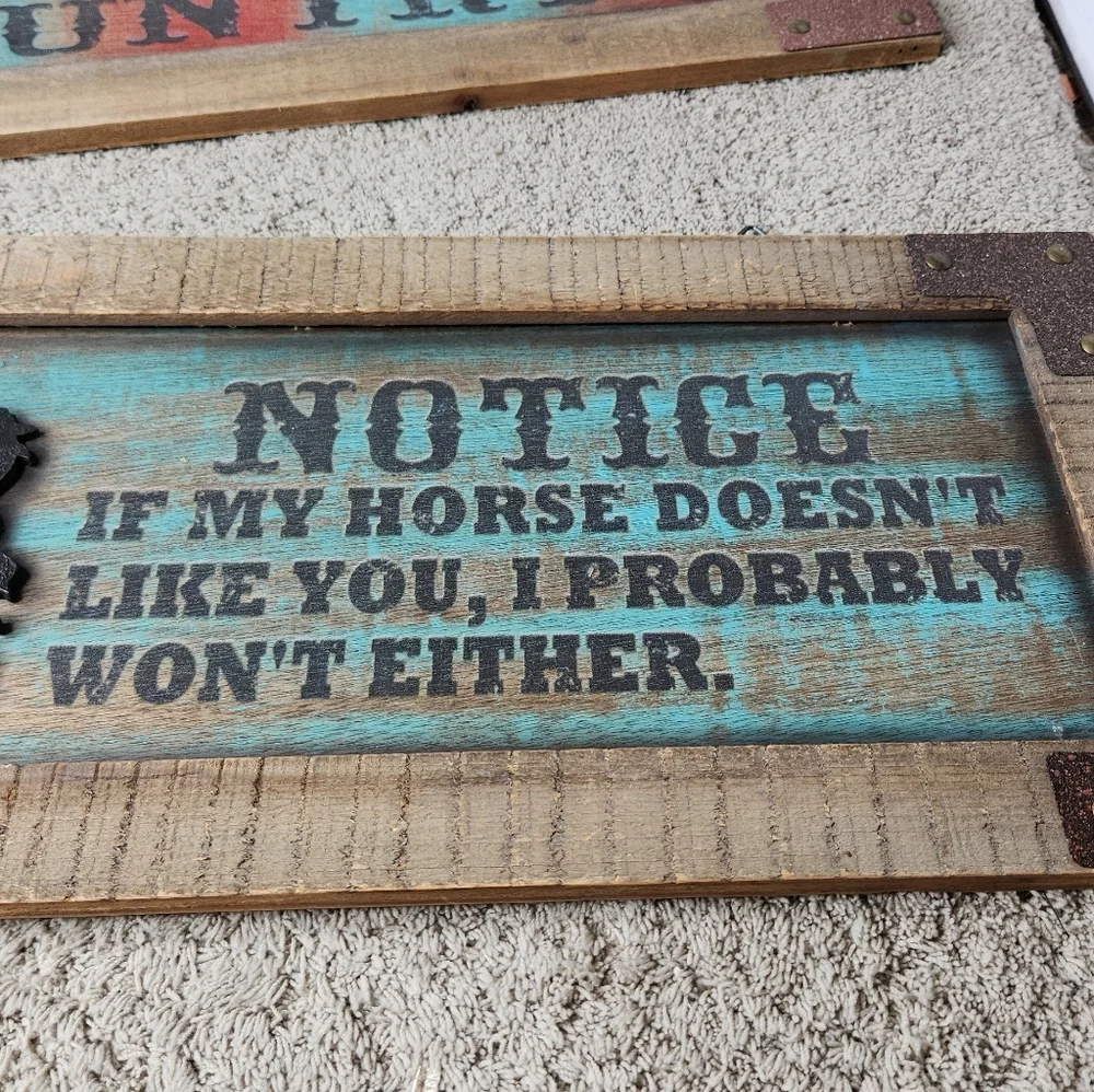 2 Western Decorative Signs With Horses