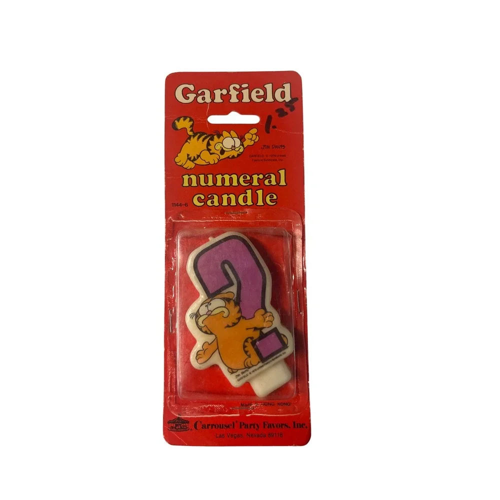 Vintage Garfield Number 2 Birthday Candle 1978 Carrousel Party Favors New Sealed