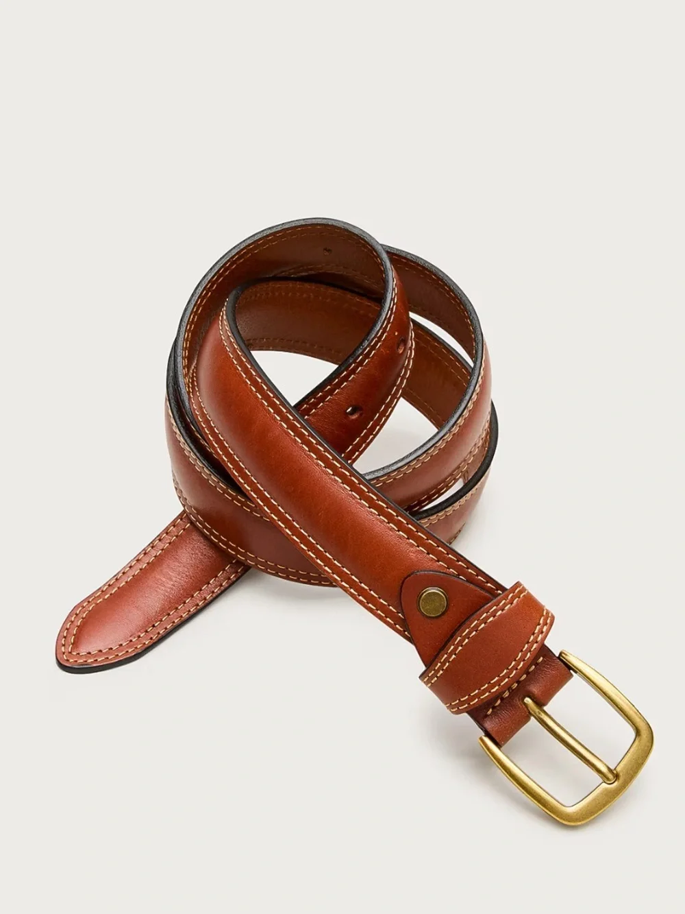 J crew burnt caramel Contrast-stitch belt in leather