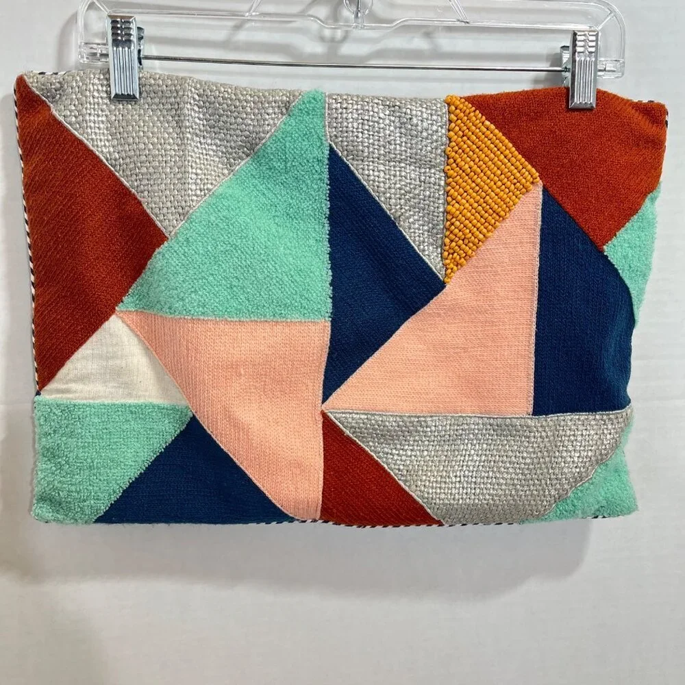 Pier 1‎ Imports RARE Beaded Terry Geometric Colorblock Pillow Covers