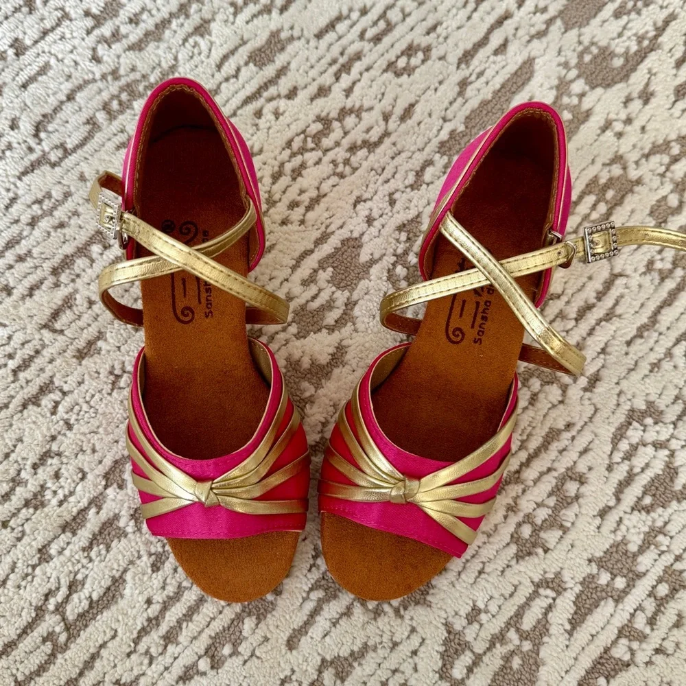 Girls' Pink and Gold Dress Sandals