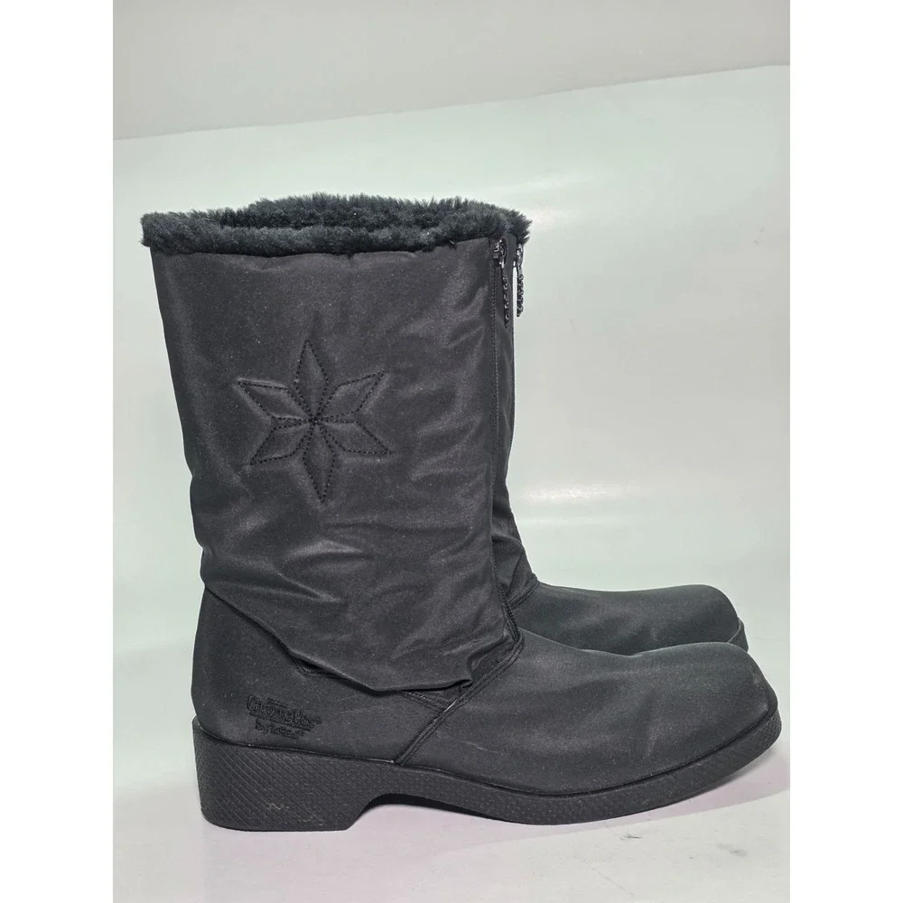 Chromatic By Totes Women's Boots Size‎ 10 M Black Faux Fur Snowflake Zip Shoes