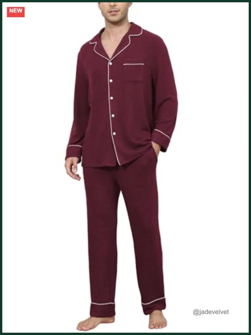 Long Sleeve Button Down Pajama Set with Pockets Sleepwear