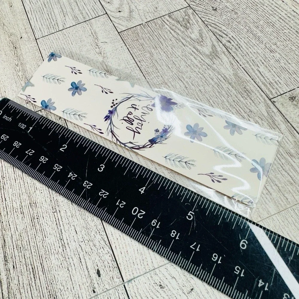 Enjoy It All Floral Bookmark Blue Cardstock Bookish Reading Accessory Gift NEW‎