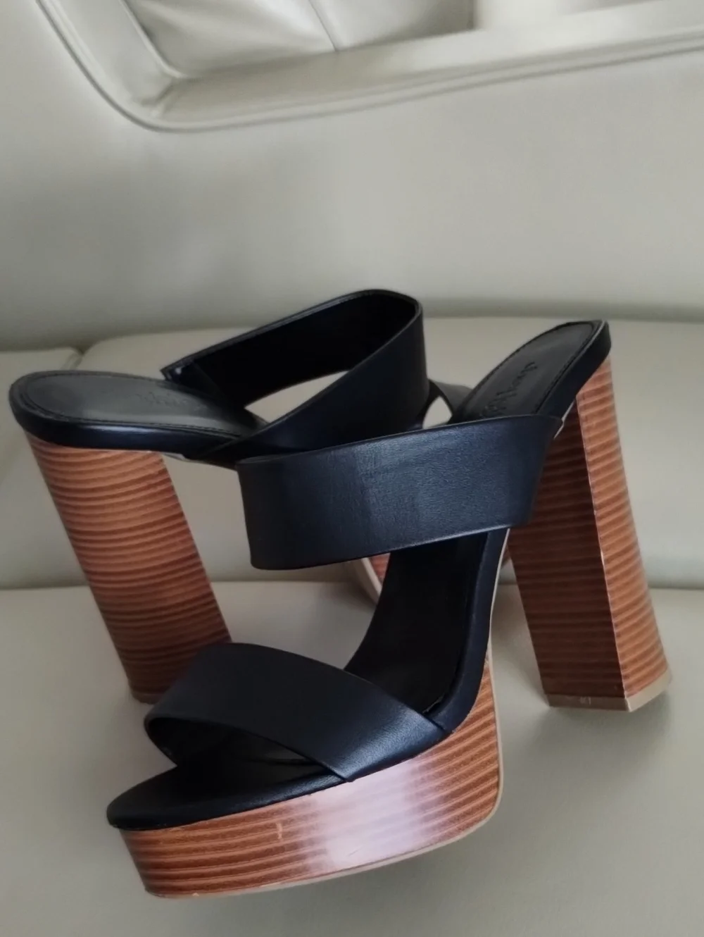 Charlotte Russe Black Strappy Platform Block Heels size 9