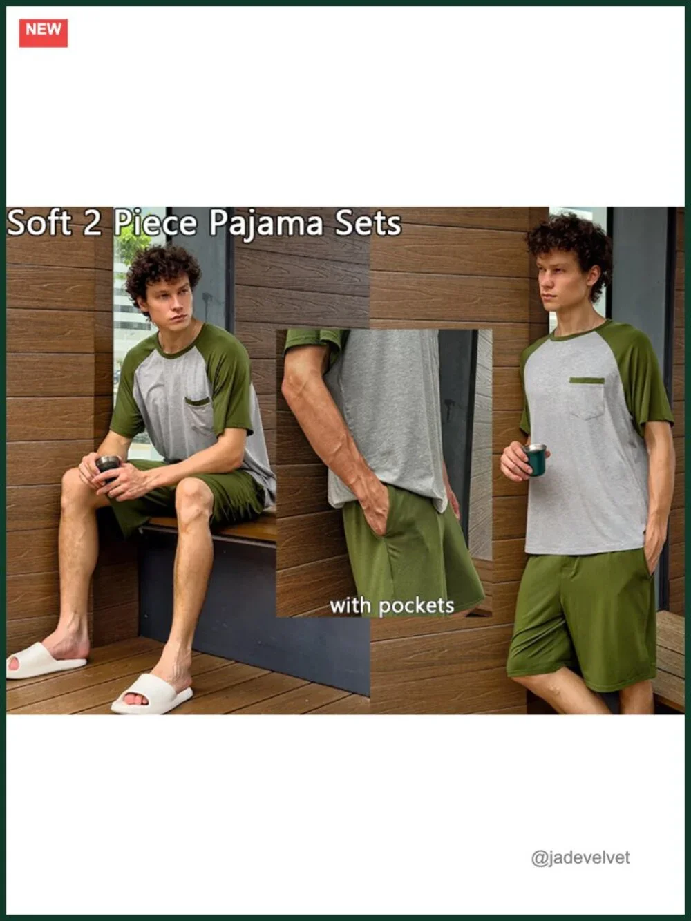 Men's Short Sleeve Pajama Set Bamboo Viscose Sleepwear Pjs