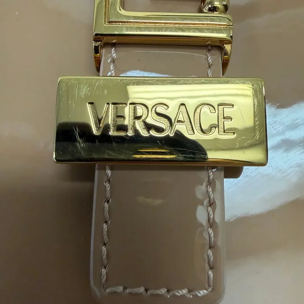 Versace Designer Greca Goddess Small Leather Hobo Bag Blush Nude with Box + COA