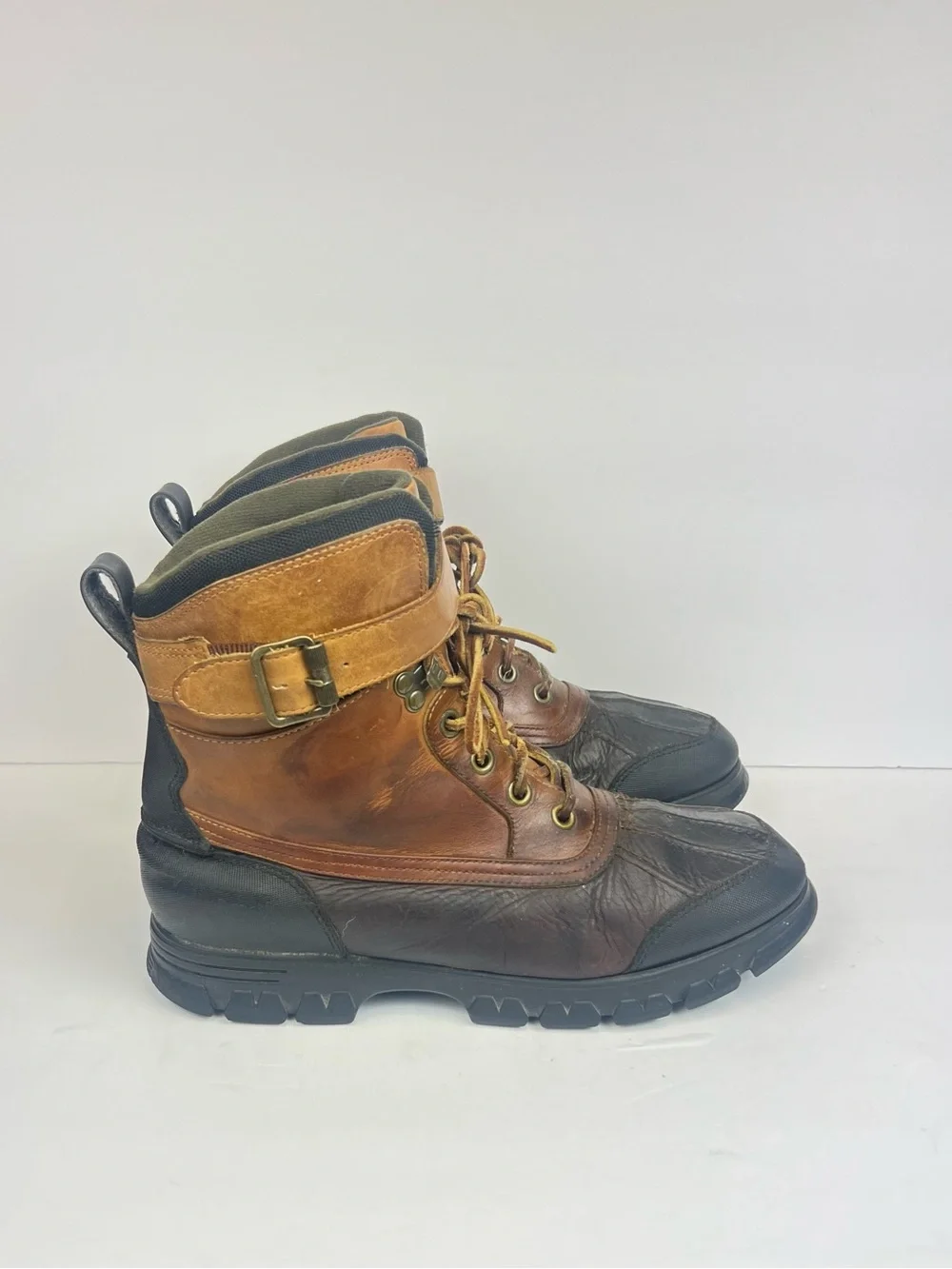 Vintage Polo Sport Ralph Lauren  12 D Briarwood Tan Hogeland Boots Buckle MG1613