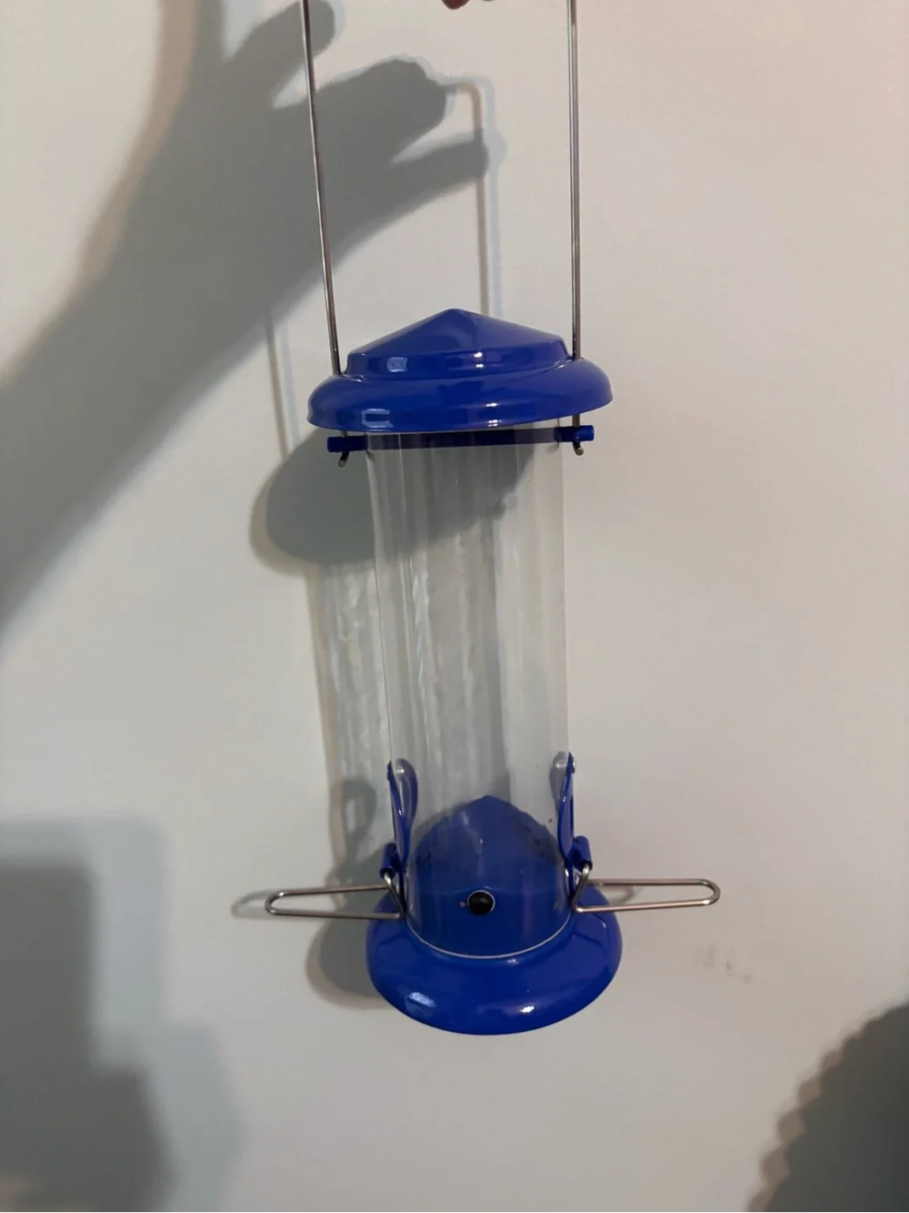 Blue Hanging Wild Bird Seed Feeder - Durable Plastic Tube