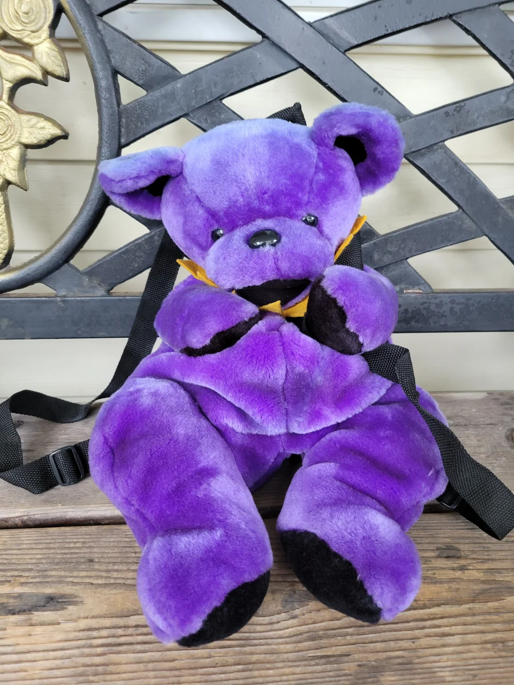 Vintage Grateful Dead PURPLE YELLOW plush bear backpack bag by Steven Smith 1990