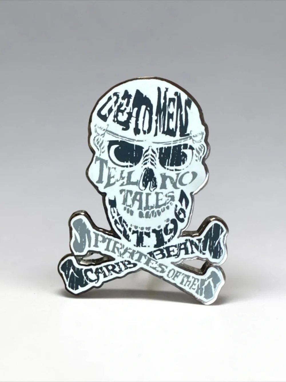Disney Pirates of the Caribbean Skull & Crossbones Enamel Pin - White and Black