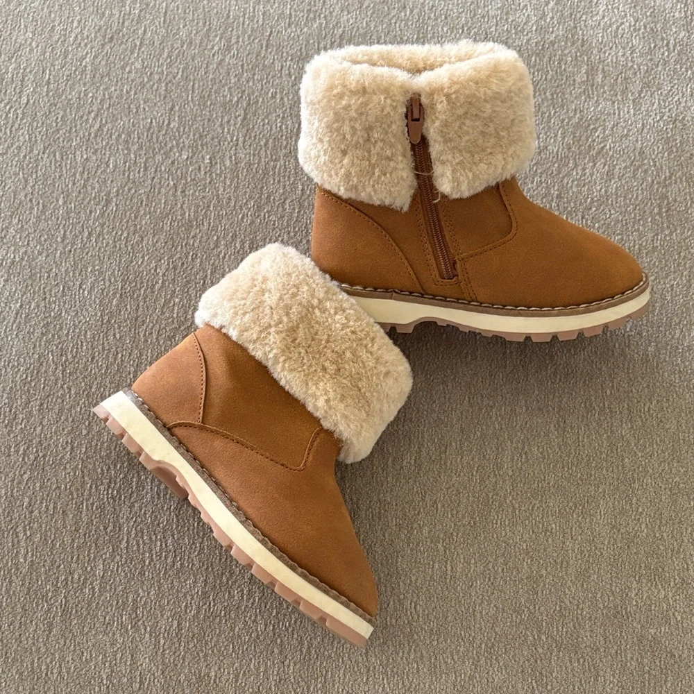 Zara Faux Suede Winter Boots with Fur Trim