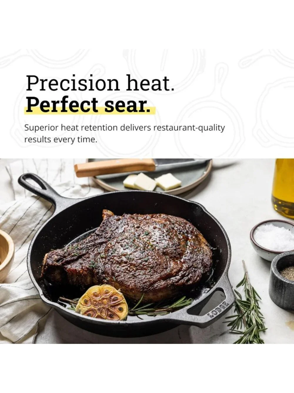 10.25” Seasoned Cast Iron Skillet - Non-Toxic, PFAS-Free, Naturally Non-Stick