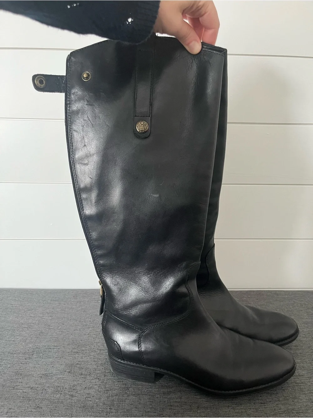 Sam Edelman Penny Riding Boot - Black Leather - Size 8W Wide