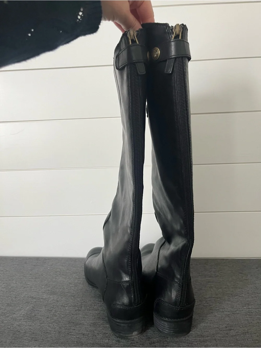 Sam Edelman Penny Riding Boot - Black Leather - Size 8W Wide