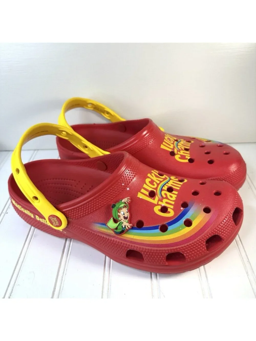 Crocs Lucky Charms Collab Limited Edition Red Mens 10 Womens 12 Slip On Shoes