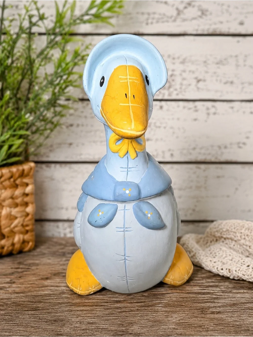 Blue and Yellow Duck Figurine Decorative Accent - Unbranded