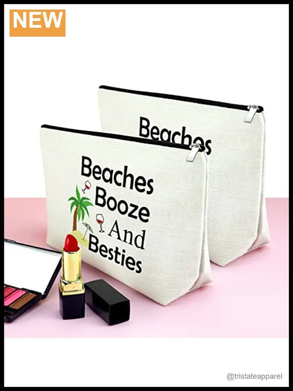 Beach Lover Cosmetic Bag Travel Makeup Pouch Cotton Linen