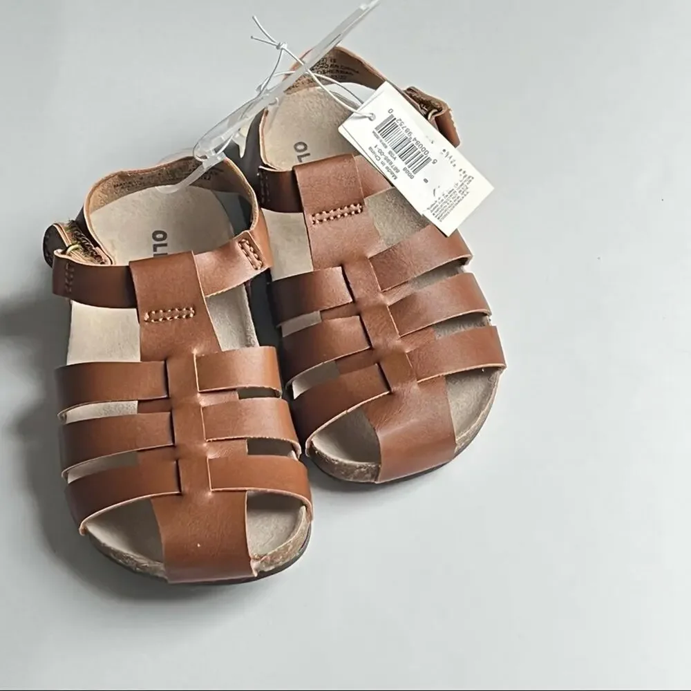 Old Navy Unisex Faux Leather Cognac Strappy Fisherman Style Sandals   Sz 8