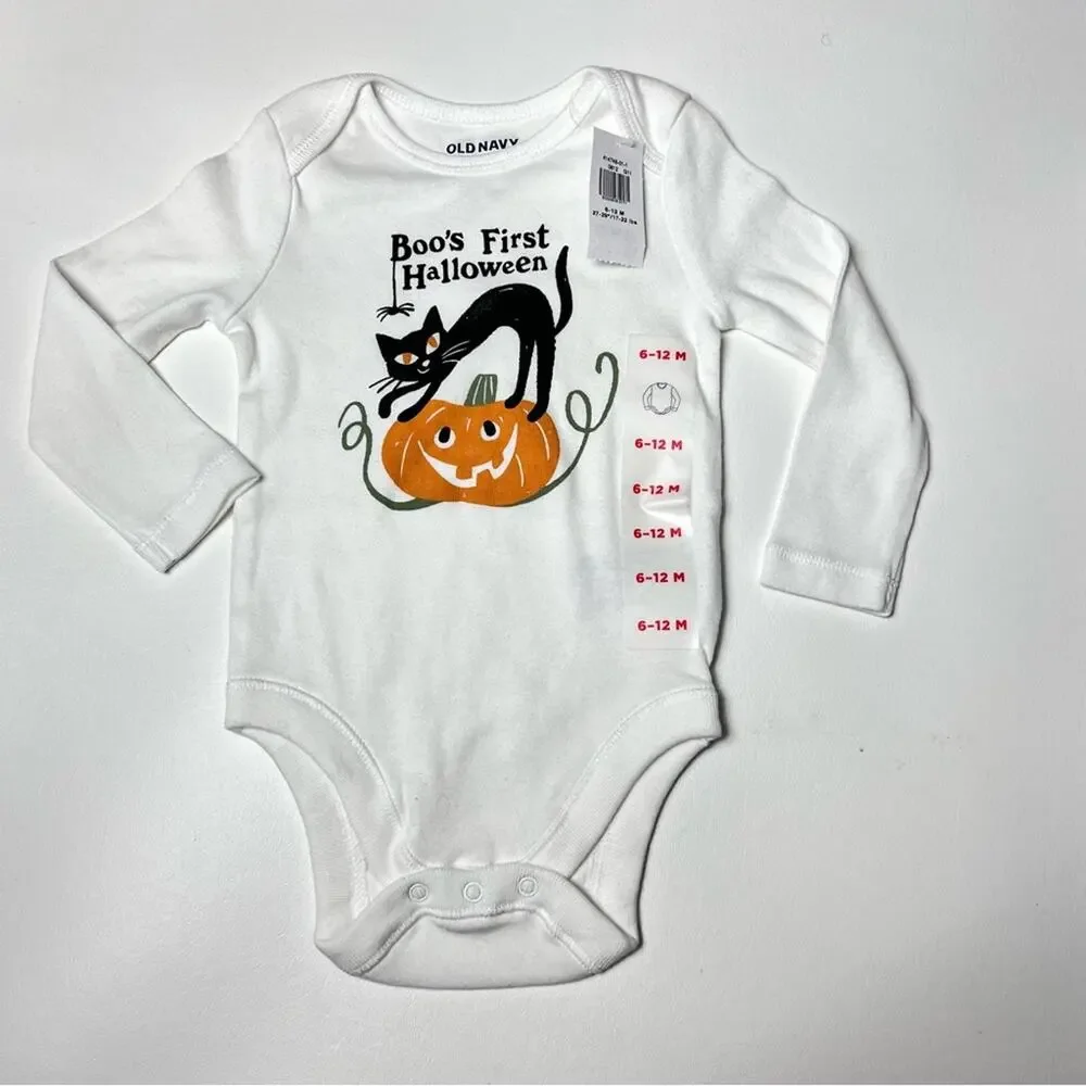 Old Navy Boo's First Halloween  Long Sleeve Onesie Sz 6-12 M