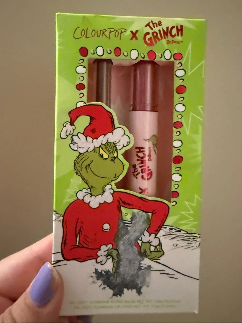Colourpop x the grinch lip kit