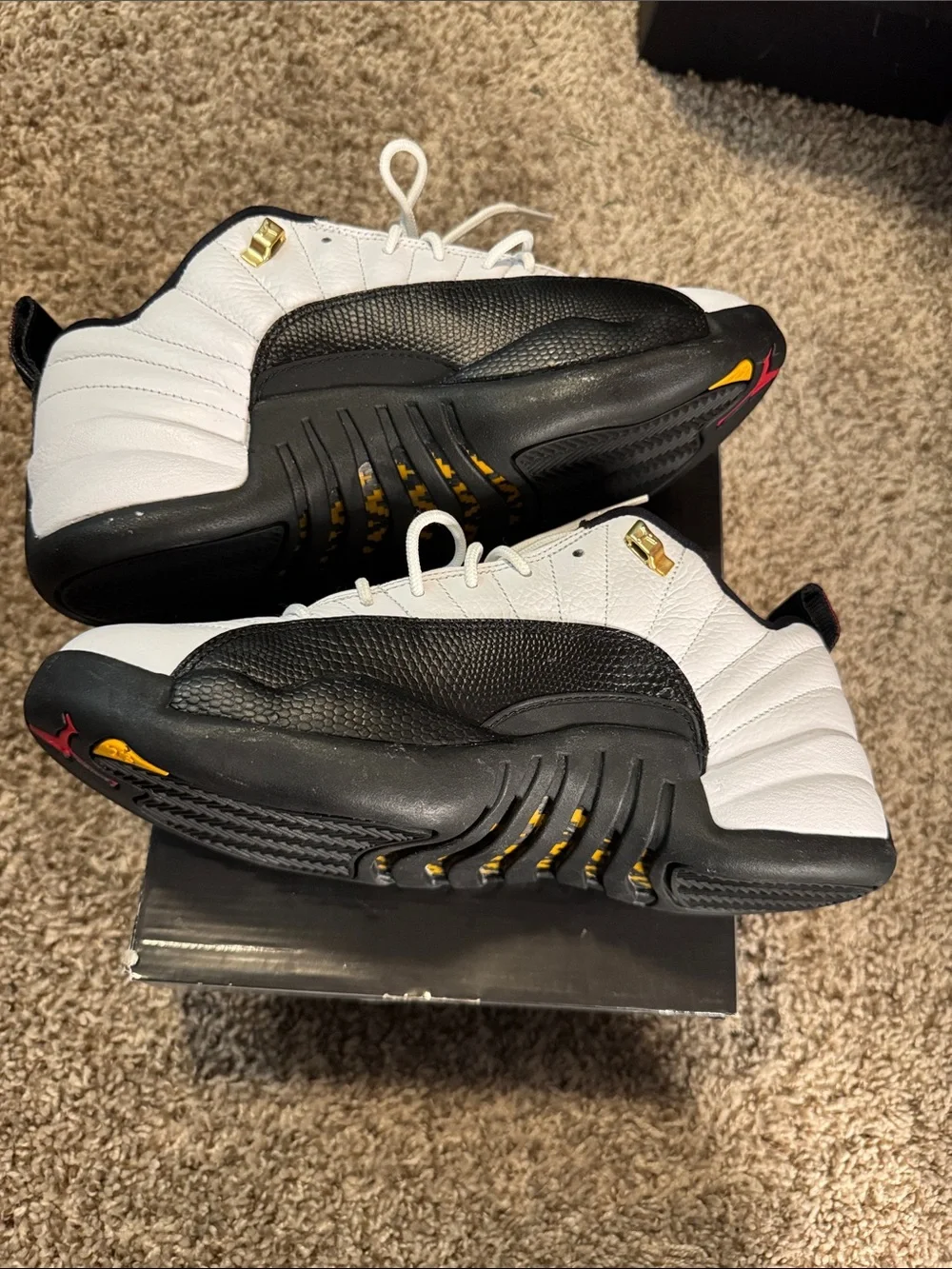 Jordan White Black Low-Top Sneakers with Gold Accents