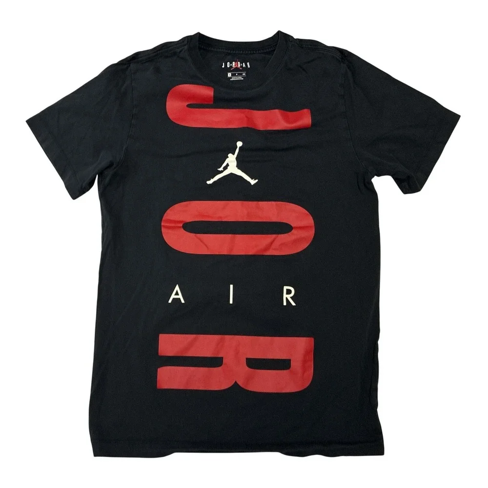 Jordan Air Jumpman‎ Mens Graphic T-Shirt Black Red White Cotton Small