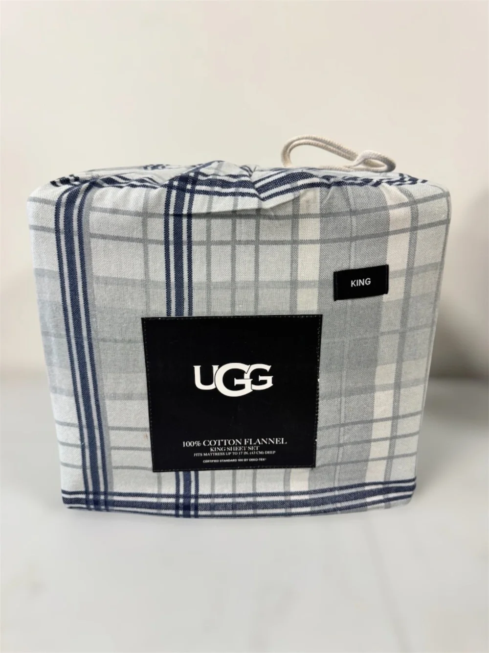 UGG King Flannel Sheet Set – Ocean Plaid (New)