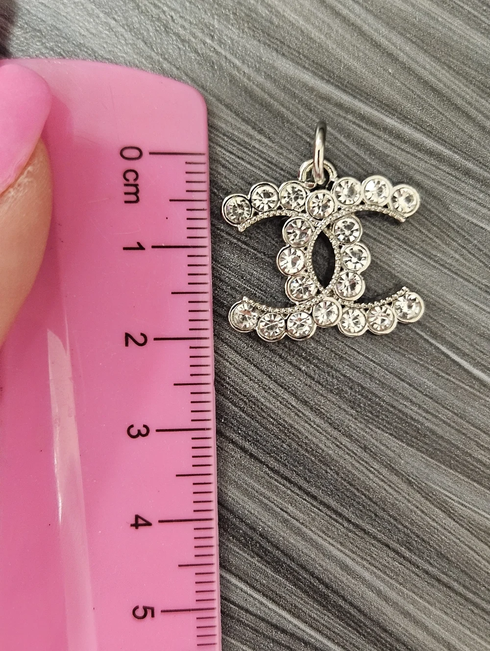 Chanel Stamped Replacement Pull Bezel Set Crystal Double-C Logo In Silver